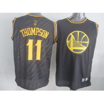 Golden State Warriors #11 Klay Thompson Revolution 30 Swingman 2014 Black With Gold Jersey