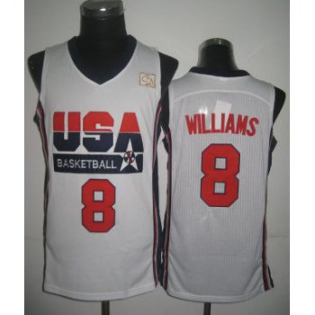 1992 Olympics Team USA #8 Deron Williams White Swingman Jersey