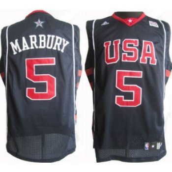 2004 Olympics Team USA #5 Stephon Marbury Navy Blue Swingman Jersey