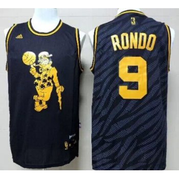 Boston Celtics #9 Rajon Rondo Revolution 30 Swingman 2014 Black With Gold Jersey
