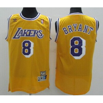 Los Angeles Lakers #8 Kobe Bryant Yellow Swingman Throwback Jersey