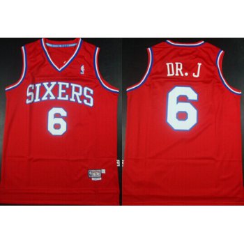 Philadelphia 76ers #6 DR. J Nickname Red Swingman Throwback Jersey