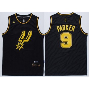 San Antonio Spurs #9 Tony Parker Revolution 30 Swingman 2014 Black With Gold Jersey