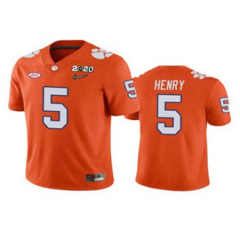 Men's Clemson Tigers #5 K.J. Henry Orange 2020 National Championship Game Jersey