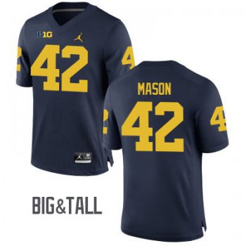Men's Michigan Wolverines #42 Ben Mason Blue Big&Tall Performance Jersey