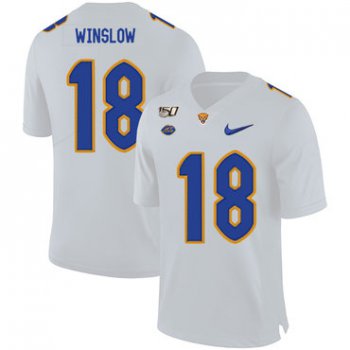 Pittsburgh Panthers 18 Ryan Winslow White 150th Anniversary Patch Nike College Football Jersey