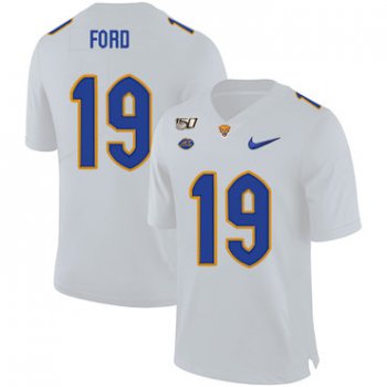 Pittsburgh Panthers 19 Dontez Ford White 150th Anniversary Patch Nike College Football Jersey