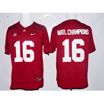 Men's Alabama Crimson Tide 2016 Natl Champions Red Stitched NCAA Nike Limited College Football Jersey