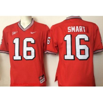 Men's Georgia Bulldogs Coach #16 Kirby Smart Red Stitched College Football Nike NCAA Jersey