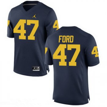 Men's Michigan Wolverines #47 Gerald Ford Navy Blue Stitched College Football Brand Jordan NCAA Jersey
