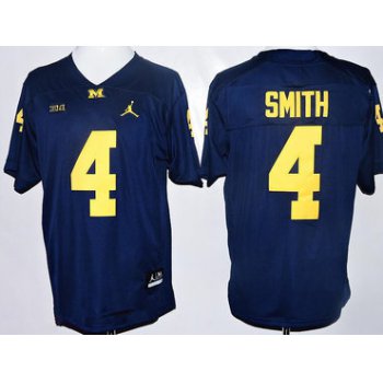 Men's Michigan Wolverines #4 De'Veon Smith Navy Blue Stitched NCAA Brand Jordan College Football Jersey