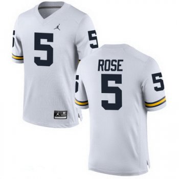 Men's Michigan Wolverines #5 Jalen Rose Retired White Stitched College Football Brand Jordan NCAA Jersey