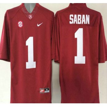 Alabama Crimson Tide #1 Nick Saban Red 2015 College Football Nike Limited Jersey