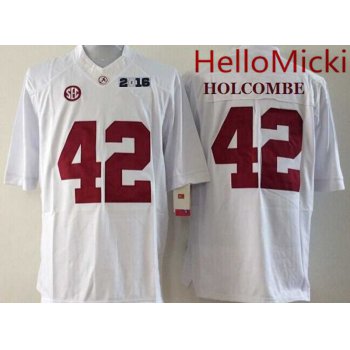 Men's Alabama Crimson Tide #42 Keith Holcombe White 2016 BCS College Football Nike Limited Jersey