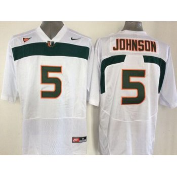 Men's Miami Hurricanes #5 Andre Johnson White NCAA Football Nike Jersey