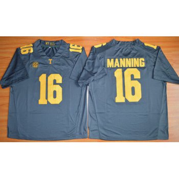 Men's Tennessee Volunteers #16 Peyton Manning Gray 2015 College Football Jersey
