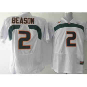 Miami Hurricanes #2 Jon Beason White Jersey