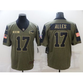 Men's Buffalo Bills #17 Josh Allen Nike Olive 2021 Salute To Service Limited Player Jersey