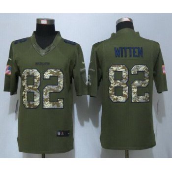 Men's Dallas Cowboys #82 Jason Witten Green Salute To Service 2015 NFL Nike Limited Jersey