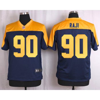 Men's Green Bay Packers #90 B.J. Raji Navy Blue Gold Alternate NFL Nike Elite Jersey
