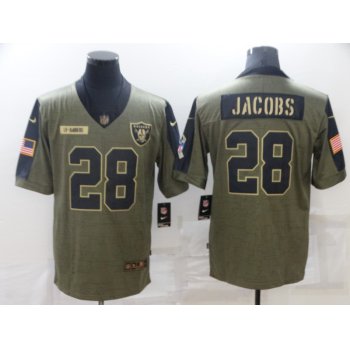 Men's Las Vegas Raiders #28 Josh Jacobs Nike Olive 2021 Salute To Service Limited Player Jersey