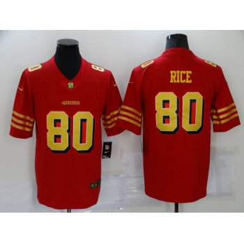 Men's San Francisco 49ers #80 Jerry Rice Red Gold 2021 Vapor Untouchable Stitched NFL Nike Limited Jersey