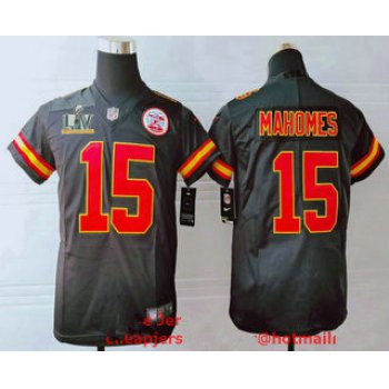 Youth Kansas City Chiefs #15 Patrick Mahomes Black 2021 Super Bowl LV Vapor Untouchable Stitched Nike Limited NFL Jersey