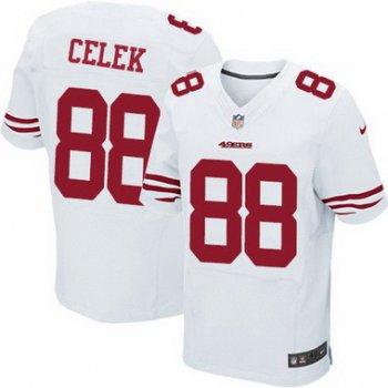 Men's San Francisco 49ers #88 Garrett Celek White Road Player NFL Nike Elite Jersey