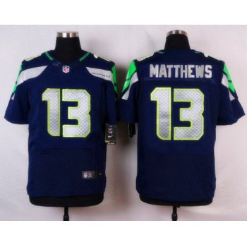 Men's Seattle Seahawks #13 Chris Matthews Navy Blue Team Color NFL Nike Elite Jersey