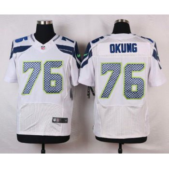 Men's Seattle Seahawks #76 Russell Okung White Road NFL Nike Elite Jersey
