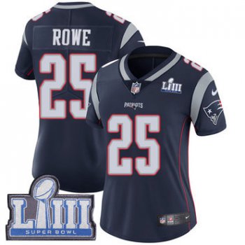 #25 Limited Eric Rowe Navy Blue Nike NFL Home Women's Jersey New England Patriots Vapor Untouchable Super Bowl LIII Bound