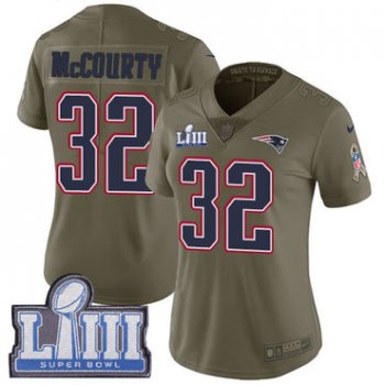 #32 Limited Devin McCourty Olive Nike NFL Women's Jersey New England Patriots 2017 Salute to Service Super Bowl LIII Bound