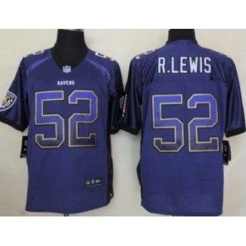 Nike Baltimore Ravens #52 Ray Lewis Drift Fashion Purple Elite Jersey
