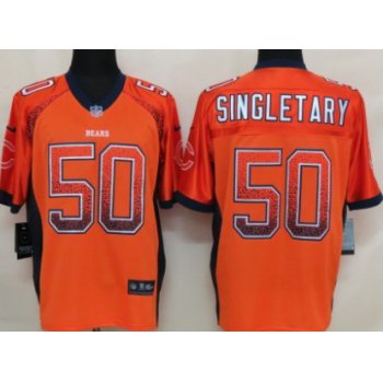 Nike Chicago Bears #50 Mike Singletary Drift Fashion Orange Elite Jersey