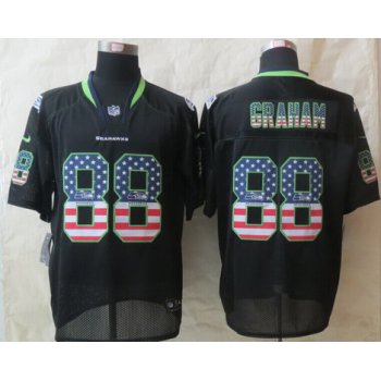 Nike Seattle Seahawks #88 Jimmy Graham 2014 USA Flag Fashion Black Elite Jersey