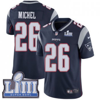 #26 Limited Sony Michel Navy Blue Nike NFL Home Youth Jersey New England Patriots Vapor Untouchable Super Bowl LIII Bound