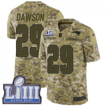 #29 Limited Duke Dawson Camo Nike NFL Youth Jersey New England Patriots 2018 Salute to Service Super Bowl LIII Bound