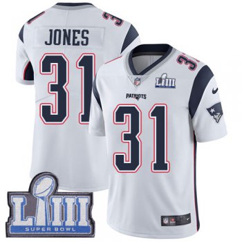 #31 Limited Jonathan Jones White Nike NFL Road Youth Jersey New England Patriots Vapor Untouchable Super Bowl LIII Bound