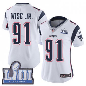 #91 Limited Deatrich Wise Jr White Nike NFL Road Women's Jersey New England Patriots Vapor Untouchable Super Bowl LIII Bound
