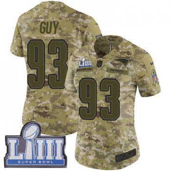 #93 Limited Lawrence Guy Camo Nike NFL Women's Jersey New England Patriots 2018 Salute to Service Super Bowl LIII Bound