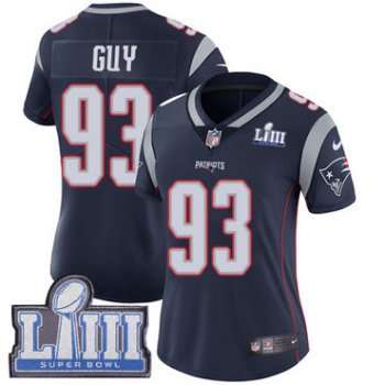 #93 Limited Lawrence Guy Navy Blue Nike NFL Home Women's Jersey New England Patriots Vapor Untouchable Super Bowl LIII Bound