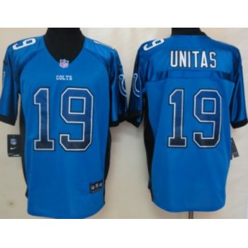 Nike Indianapolis Colts #19 Johnny Unitas Drift Fashion Blue Elite Jersey