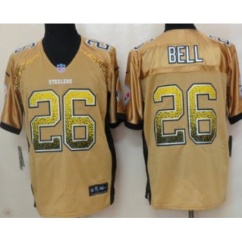 Nike Pittsburgh Steelers #26 LeVeon Bell Drift Fashion Yellow Elite Jersey