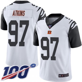 Nike Bengals #97 Geno Atkins White Men's Stitched NFL Limited Rush 100th Season Jersey