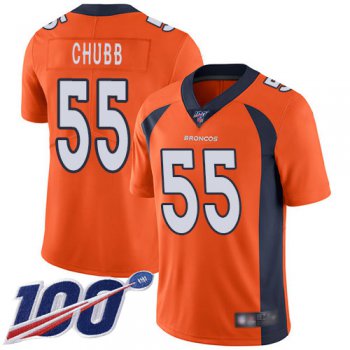 Nike Broncos #55 Bradley Chubb Orange Men's Stitched NFL 100th Season Vapor Limited Jersey