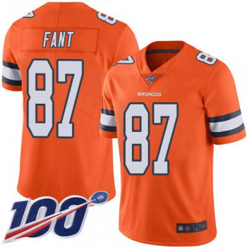 Nike Broncos #87 Noah Fant Orange Men's Stitched NFL Limited Rush 100th Season Jersey