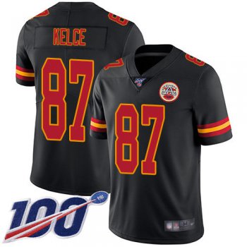 Nike Chiefs #87 Travis Kelce Black Men's Stitched NFL Limited Rush 100th Season Jersey