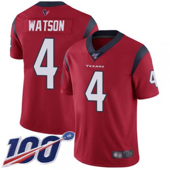 Texans #4 Deshaun Watson Red Alternate Men's Stitched Football 100th Season Vapor Limited Jersey