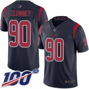 Texans #90 Jadeveon Clowney Navy Blue Men's Stitched Football Limited Rush 100th Season Jersey