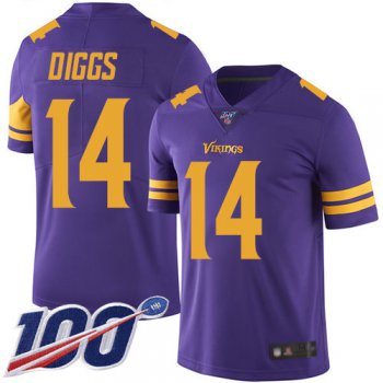 Vikings #14 Stefon Diggs Purple Men's Stitched Football Limited Rush 100th Season Jersey